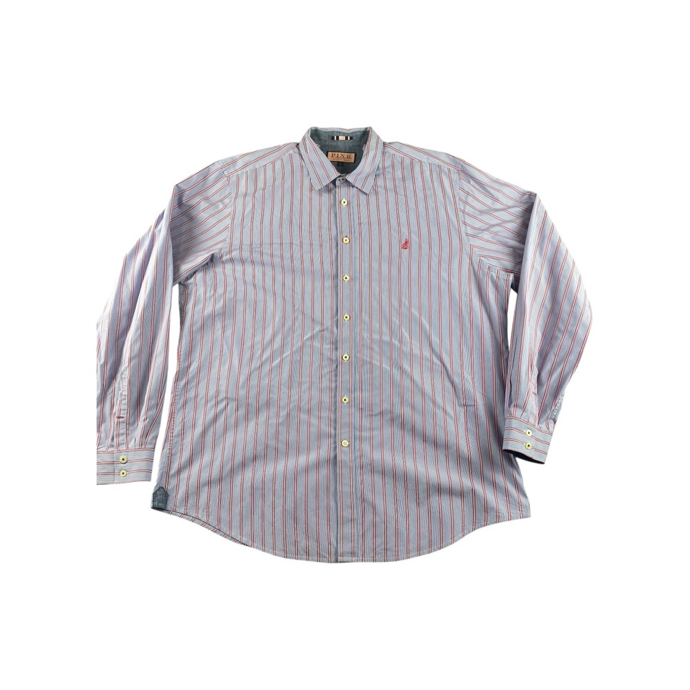 THOMAS PINK Jermyn Street London Men's XL Striped Button Down Shirt Red Blue
